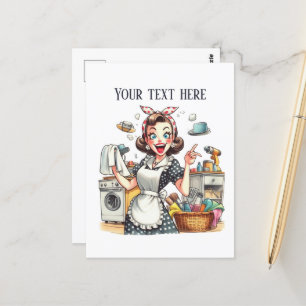 retro vintage Dame Text hinzufügen Postkarte