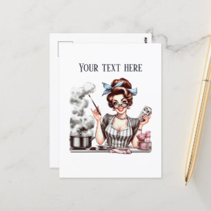 retro vintage Dame Text hinzufügen Postkarte