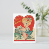 Retro Vintage Dame Valentine Holiday Postkarte (Stehend Vorderseite)