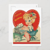 Retro Vintage Dame Valentine Holiday Postkarte (Vorne/Hinten)