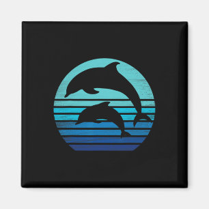 Retro Vintage Delphin-Silhouette-Shirt Magnet