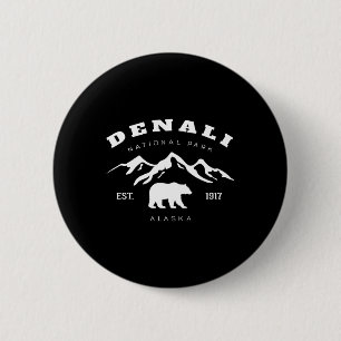 Retro Vintage Denali Nationalpark für Kinder Wande Button
