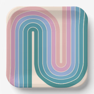 Retro-Vintage-Design im Stil der 70er Jahre mit ge Pappteller