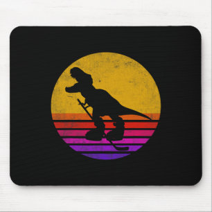 Retro Vintage Dinosaur Eishockey Dinosaurier  Mousepad