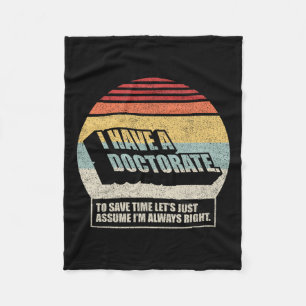 Retro Vintage Doktortitel Abschluss PhD Ich Habe E Fleecedecke