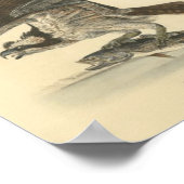 Retro Vintage Drawing of Bird with Fish Poster (Ecke)