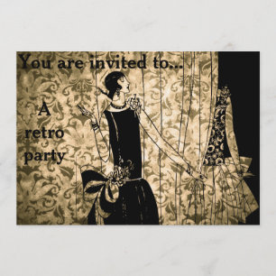 Retro Vintage Dreißigerjahre themed Damast-Party Einladung