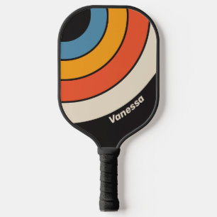 Retro Vintage Dunkler Regenbogen Kreis Streifen mi Pickleball Schläger