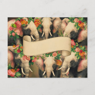 Retro-Vintage-Elefanten beschreibbar Postkarte