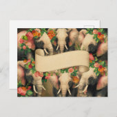 Retro-Vintage Elefanten schreibbar Postkarte (Vorne/Hinten)