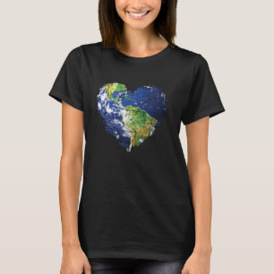 Retro Vintage Erde Herz Abgenutzt Planet Natur T-Shirt