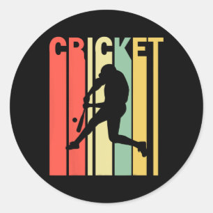 Retro-Vintage-Farben Cricketspieler Runder Aufkleber