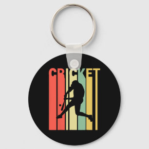Retro Vintage Farben Cricketspieler Schlüsselanhänger