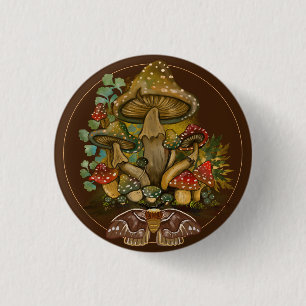 Retro Vintage Farben Pilz & Modekunst Button