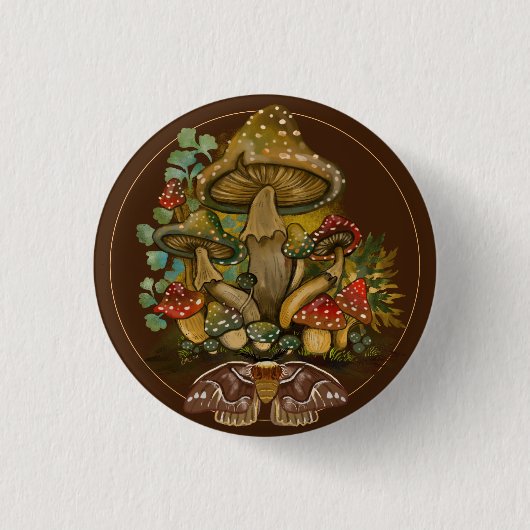 Retro Vintage Farben Pilz & Modekunst Button (Vorderseite)