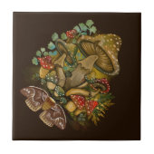 Retro Vintage Farben Pilz & Modekunst Fliese (Vorderseite)