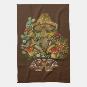 Retro Vintage Farben Pilz & Modekunst Geschirrtuch