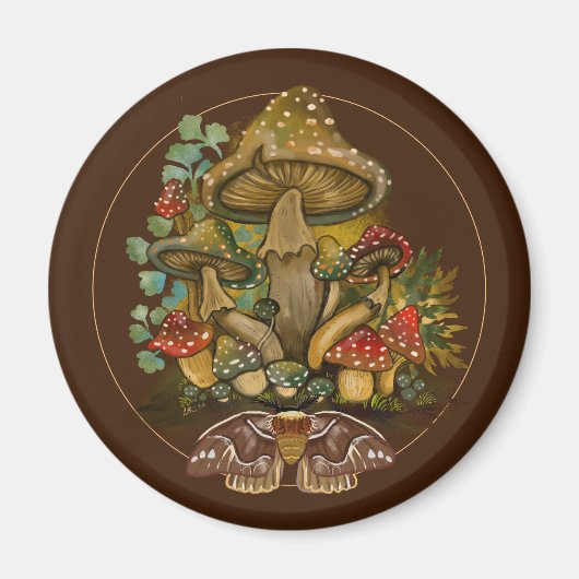 Retro Vintage Farben Pilz & Modekunst Magnet (Vorne)