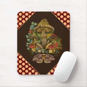 Retro Vintage Farben Pilz & Modekunst Mousepad