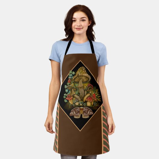 Retro Vintage Farben Pilz & Modekunst Schürze (Getragen)