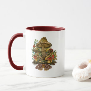 Retro-Vintage-Farben Pilz- und Mottenkunst Tasse
