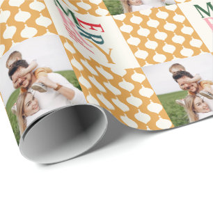 Retro-vintage-farbige Typografie Weihnachtsfoto Geschenkpapier