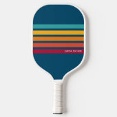 Retro-Vintage Farblinien Personalisierter Text Pickleball Schläger (Rückseite)
