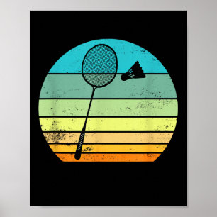 Retro Vintage Federballschläger Badminton Spieler Poster