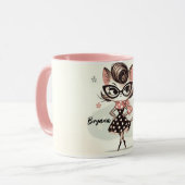 Retro Vintage feminine Kitten mit katzenbrille Tasse (Vorderseite Links)