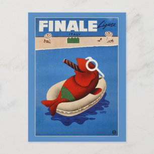 Retro Vintage Finale süßer Fisch Italien Reise Wer Postkarte