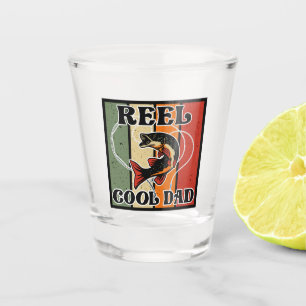 Retro Vintage Fischerei Rollen Cooler Vater Fische Schnapsglas