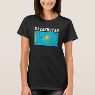Retro Vintage Flagge Kasachstans Kasachische Wurze T-Shirt