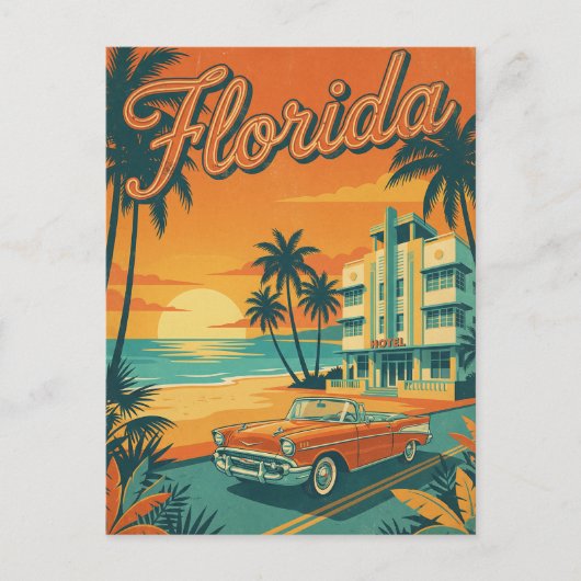retro vintage Florida Postcard Postkarte (Vorderseite)