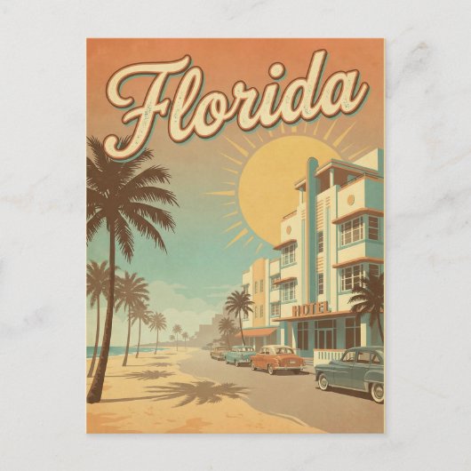 Retro-Vintage-Florida-Postkarte Postkarte (Vorderseite)