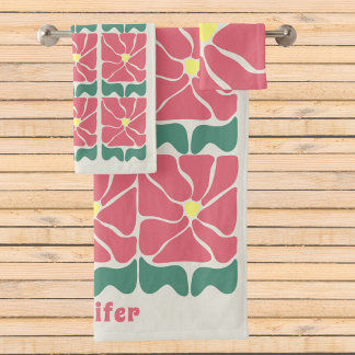 Retro vintage flower pattern badhandtuch set