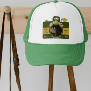 Retro-Vintage Foto-Kamera-Kunstwerk Graduate Green Truckerkappe