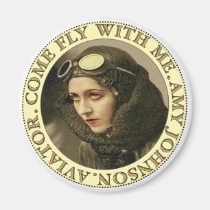 Retro Vintage Frau Fliegerin Magnet
