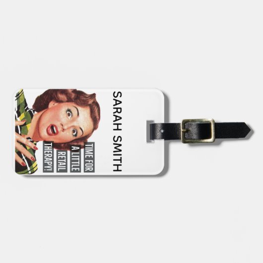 Retro/Vintage Frau Gepäckanhänger (Vorderseite horizontal)