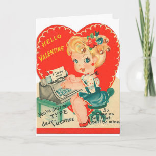 Retro-Vintage-Frau mit Nachrichtenkarten Feiertagskarte