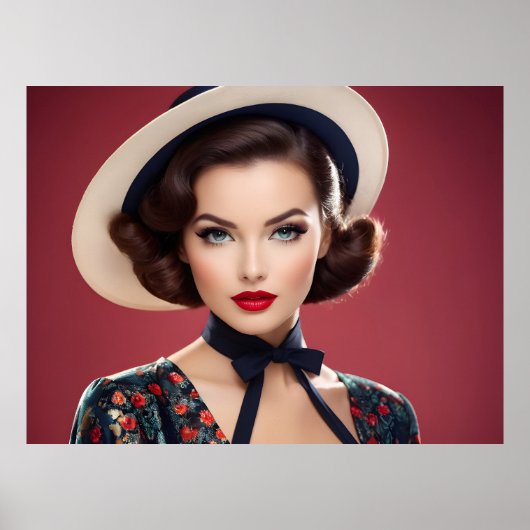 Retro-Vintage-Frau Poster (Vorne)