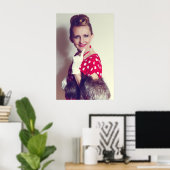 Retro-Vintage-Frau Poster (Heimbüro)