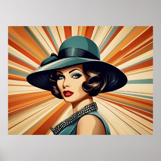Retro-Vintage-Frau Poster (Vorne)
