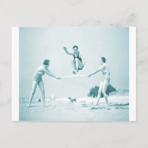 Retro Vintage Frauen am Strand Baden Postkarte
