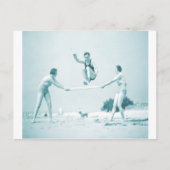 Retro Vintage Frauen am Strand Postkarte (Vorderseite)