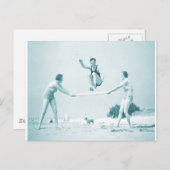 Retro Vintage Frauen am Strand Postkarte (Vorne/Hinten)