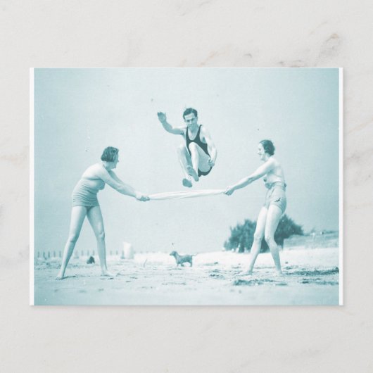 Retro Vintage Frauen am Strand Postkarte (Vorderseite)
