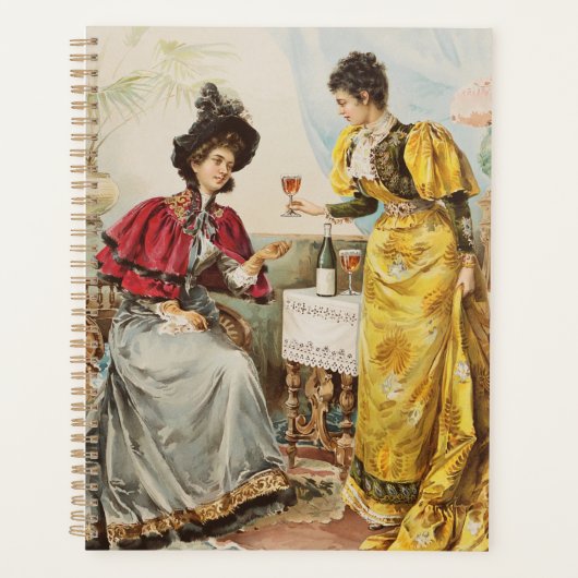Retro Vintage Frauen trinken Weinplaner Planer (Vorderseite)