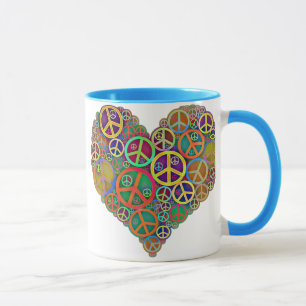 Retro Vintage Friedensherz Tasse