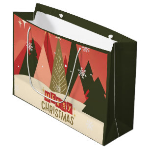 Retro/Vintage Frohe Weihnachten Baum Große Geschenktüte