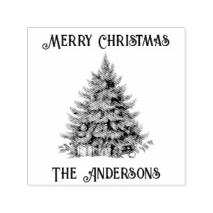 Retro Vintage Frohe Weihnachten Baum Permastempel